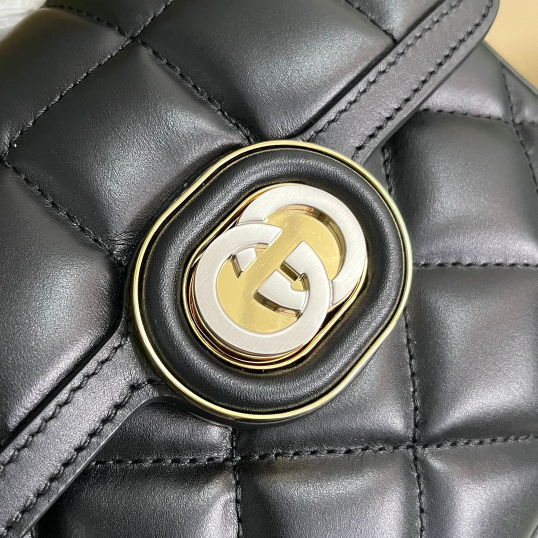 Gucci Deco mini shoulder bag in black leather 741457