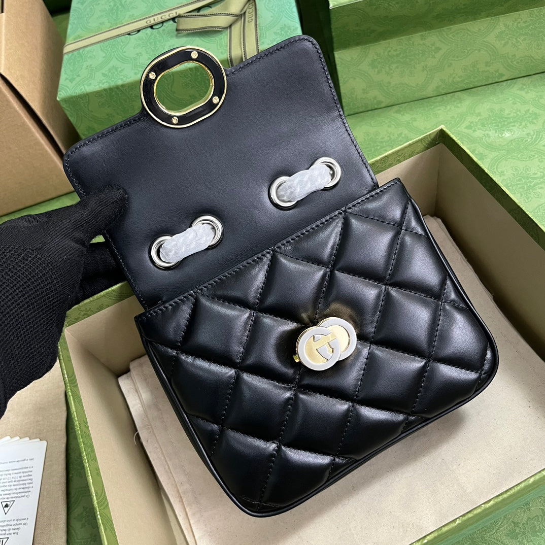 Gucci Deco mini shoulder bag in black leather 741457
