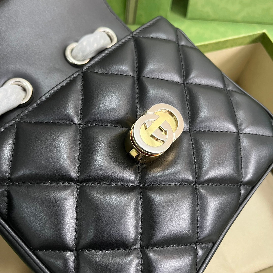 Gucci Deco mini shoulder bag in black leather 741457
