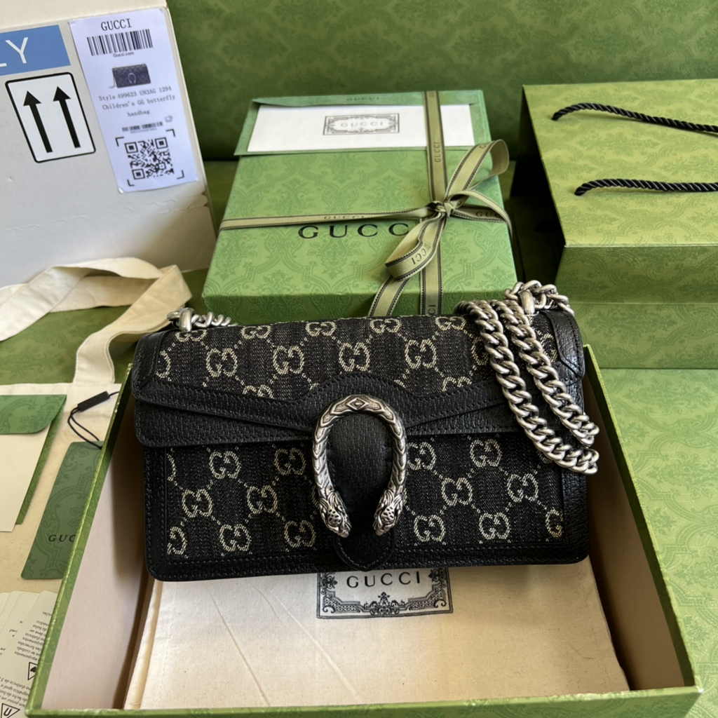 Gucci Dionysus GG small shoulder bag 499623 in black GG Supreme