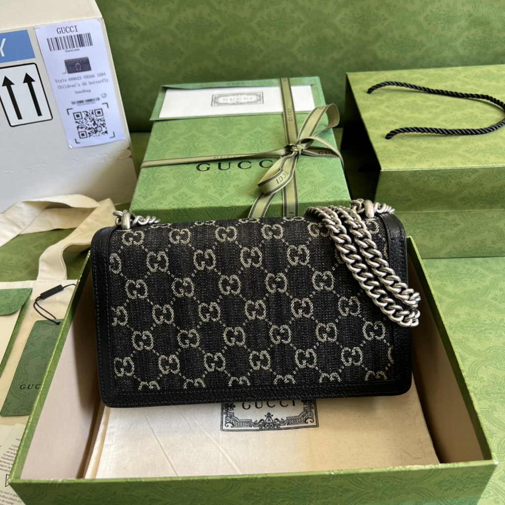Gucci Dionysus GG small shoulder bag 499623 in black GG Supreme