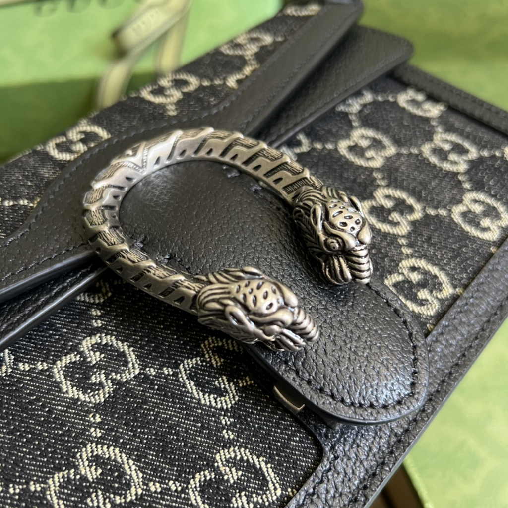 Gucci Dionysus GG small shoulder bag 499623 in black GG Supreme