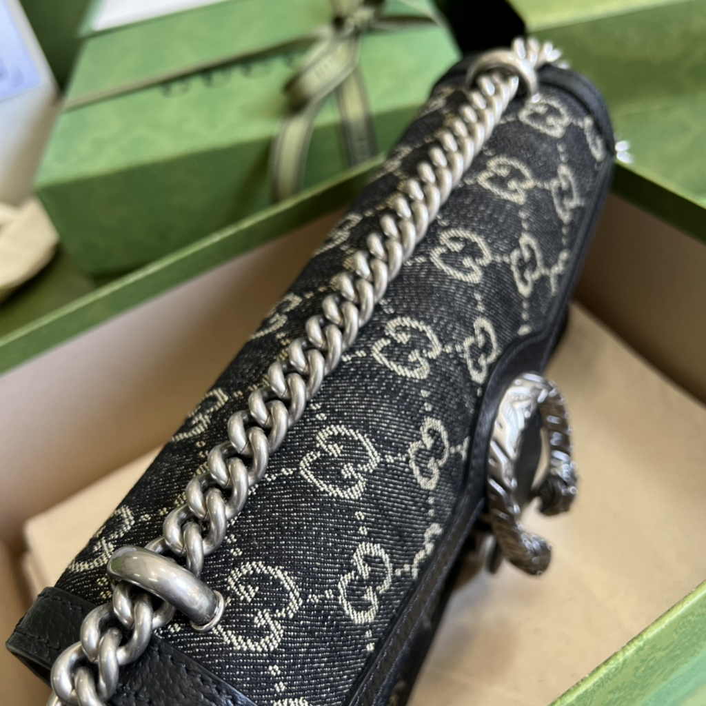 Gucci Dionysus GG small shoulder bag 499623 in black GG Supreme