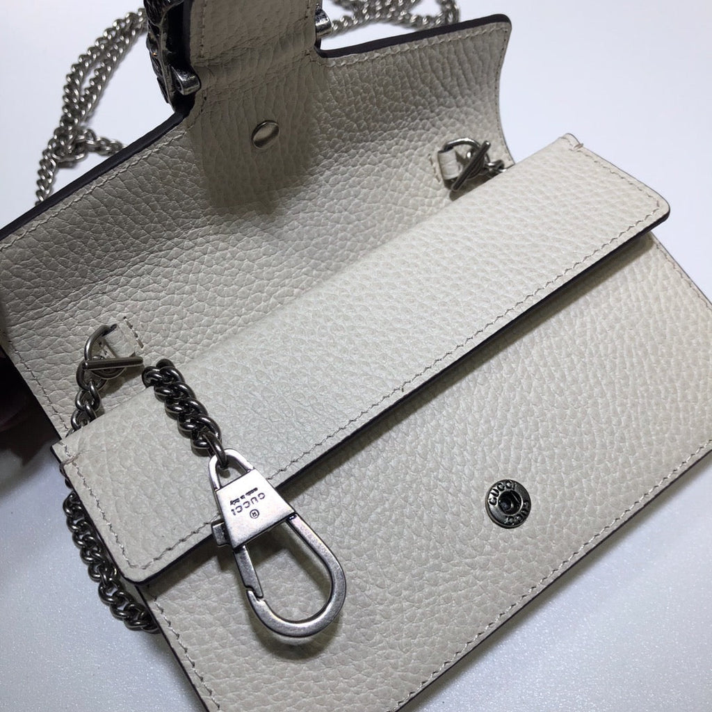 Gucci Dionysus Super Mini Bag 476432 White Leather