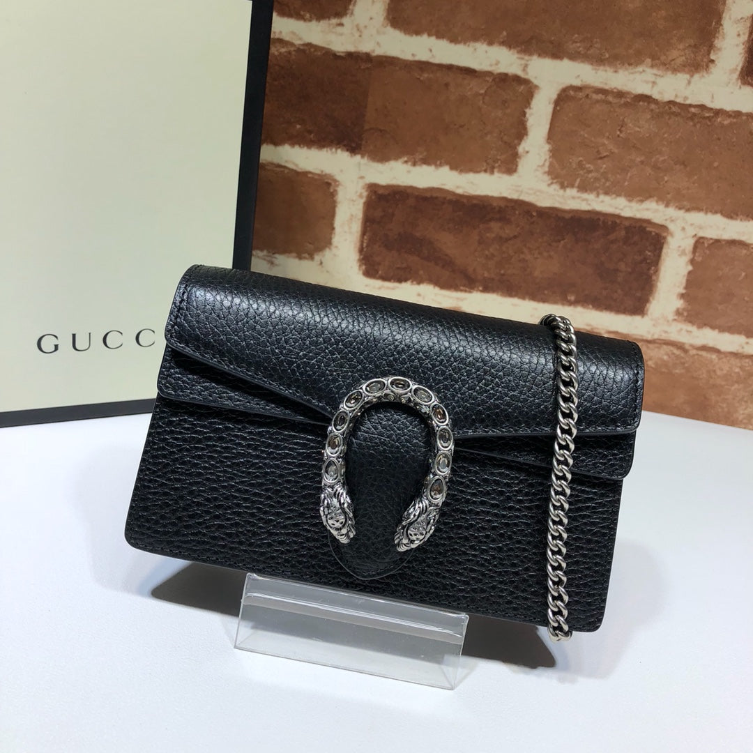 Gucci Dionysus Super Mini Bag 476432 Black Leather