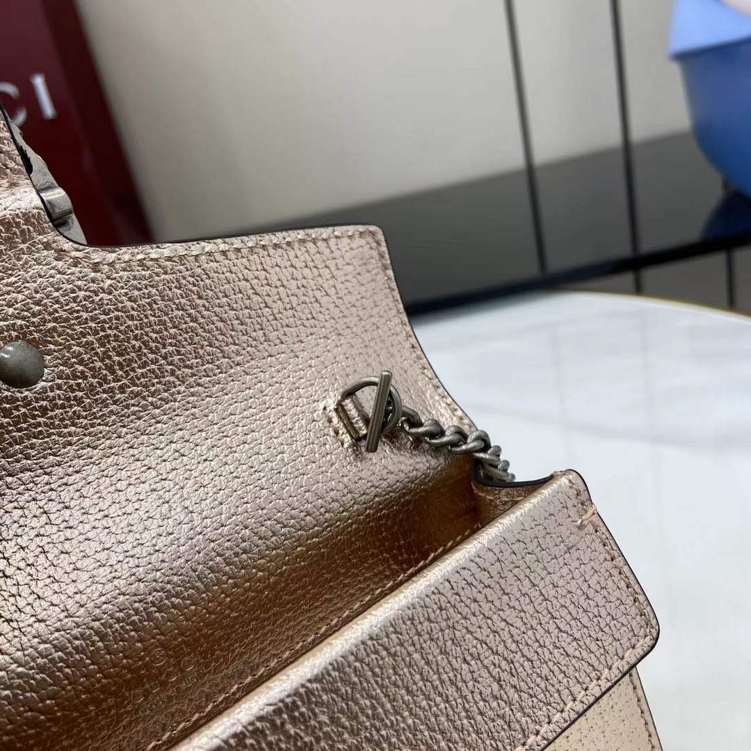 Gucci Dionysus Super Mini Bag 476432 Light Gold Leather