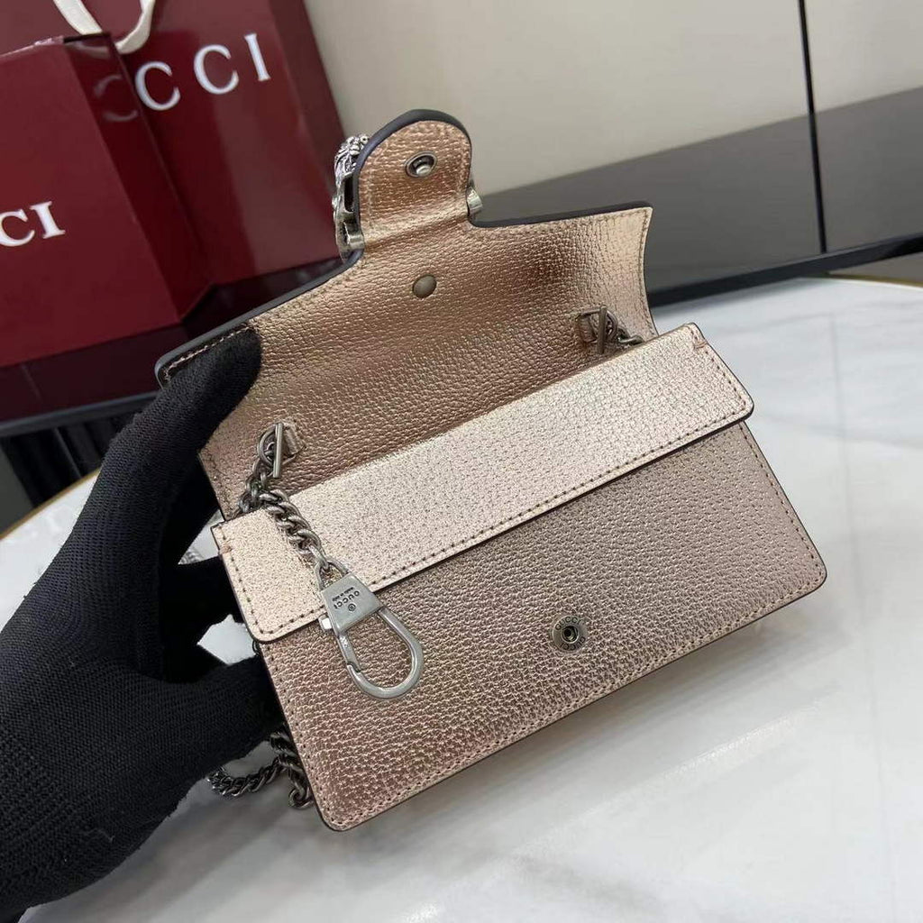 Gucci Dionysus Super Mini Bag 476432 Light Gold Leather
