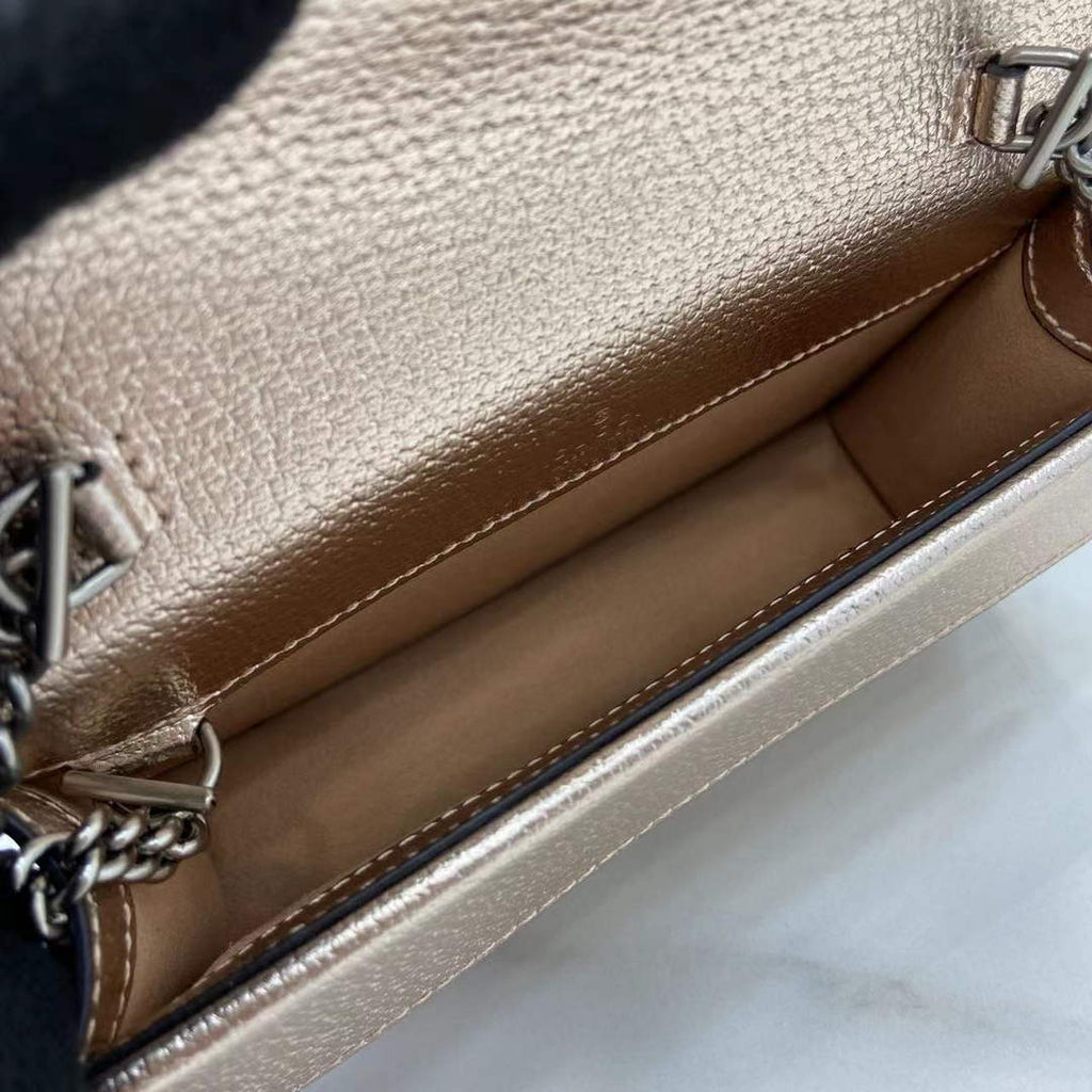 Gucci Dionysus Super Mini Bag 476432 Light Gold Leather
