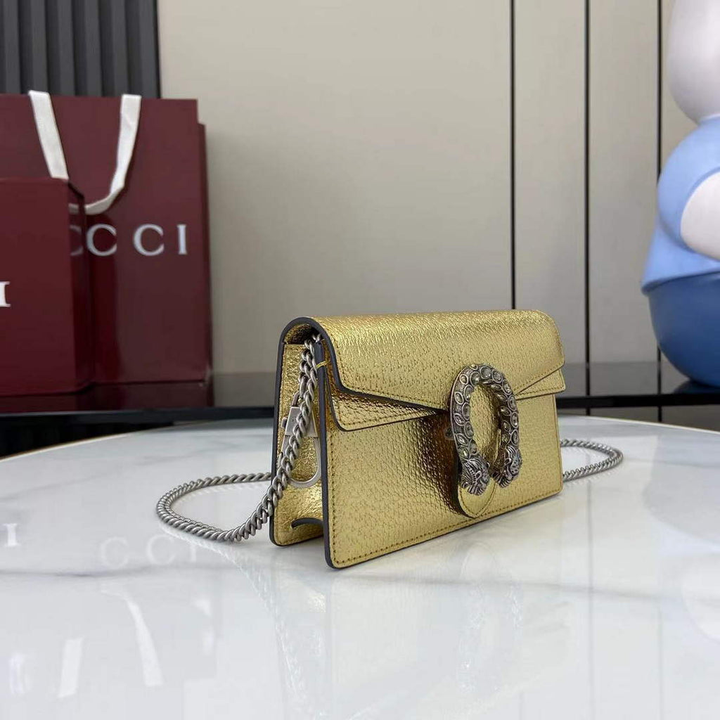 Gucci Dionysus Super Mini Bag 476432 Gold Leather