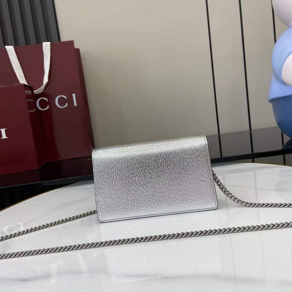Gucci Dionysus Super Mini Bag 476432 Silver Leather