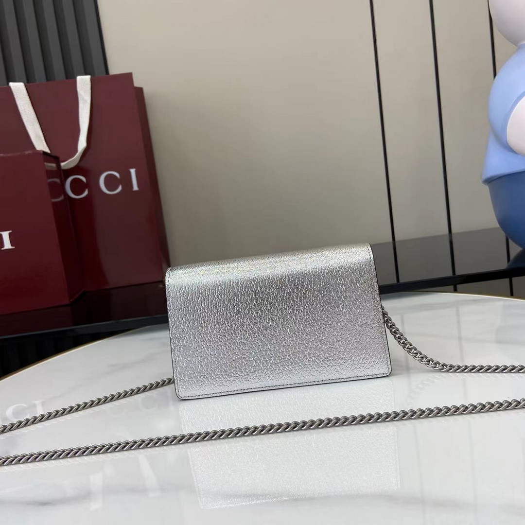 Gucci Dionysus Super Mini Bag 476432 Silver Leather