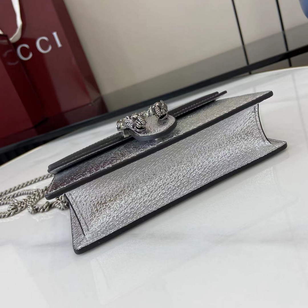 Gucci Dionysus Super Mini Bag 476432 Silver Leather