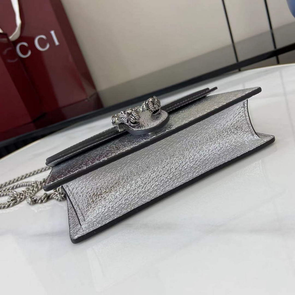 Gucci Dionysus Super Mini Bag 476432 Silver Leather