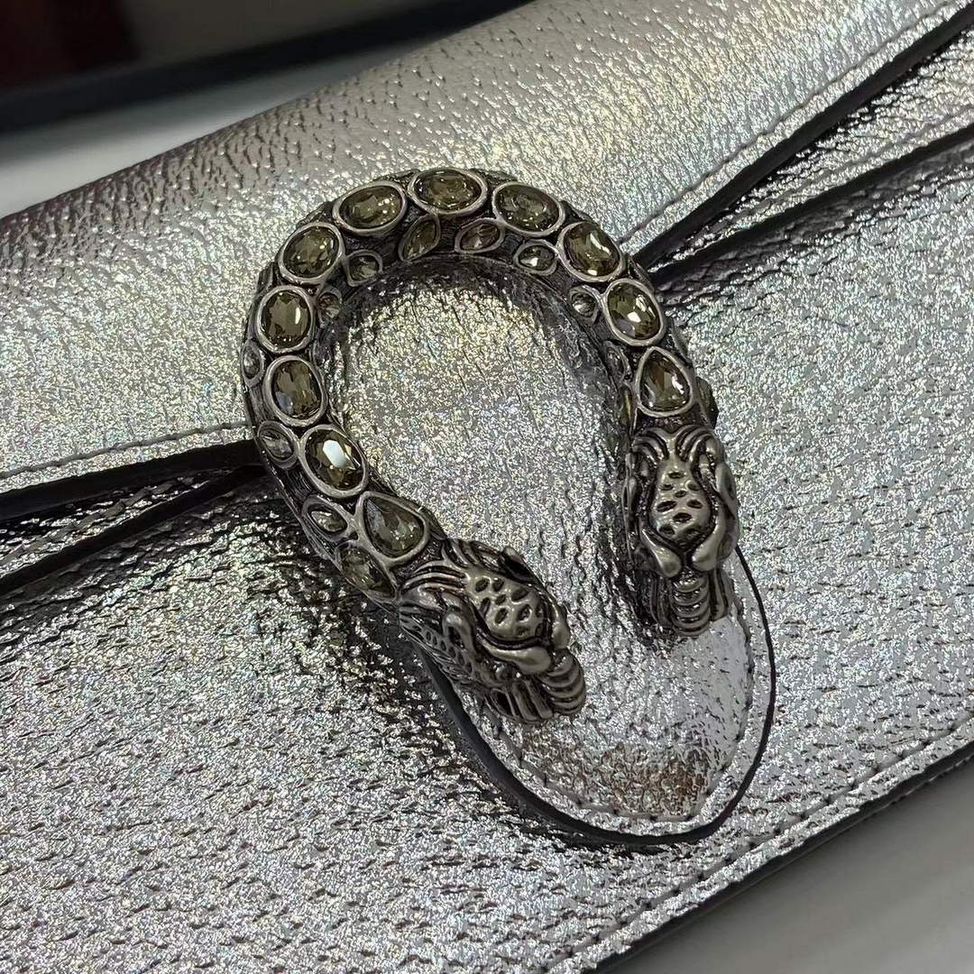 Gucci Dionysus Super Mini Bag 476432 Silver Leather