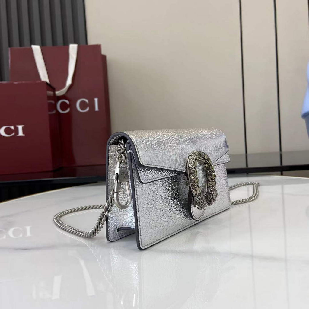 Gucci Dionysus Super Mini Bag 476432 Silver Leather