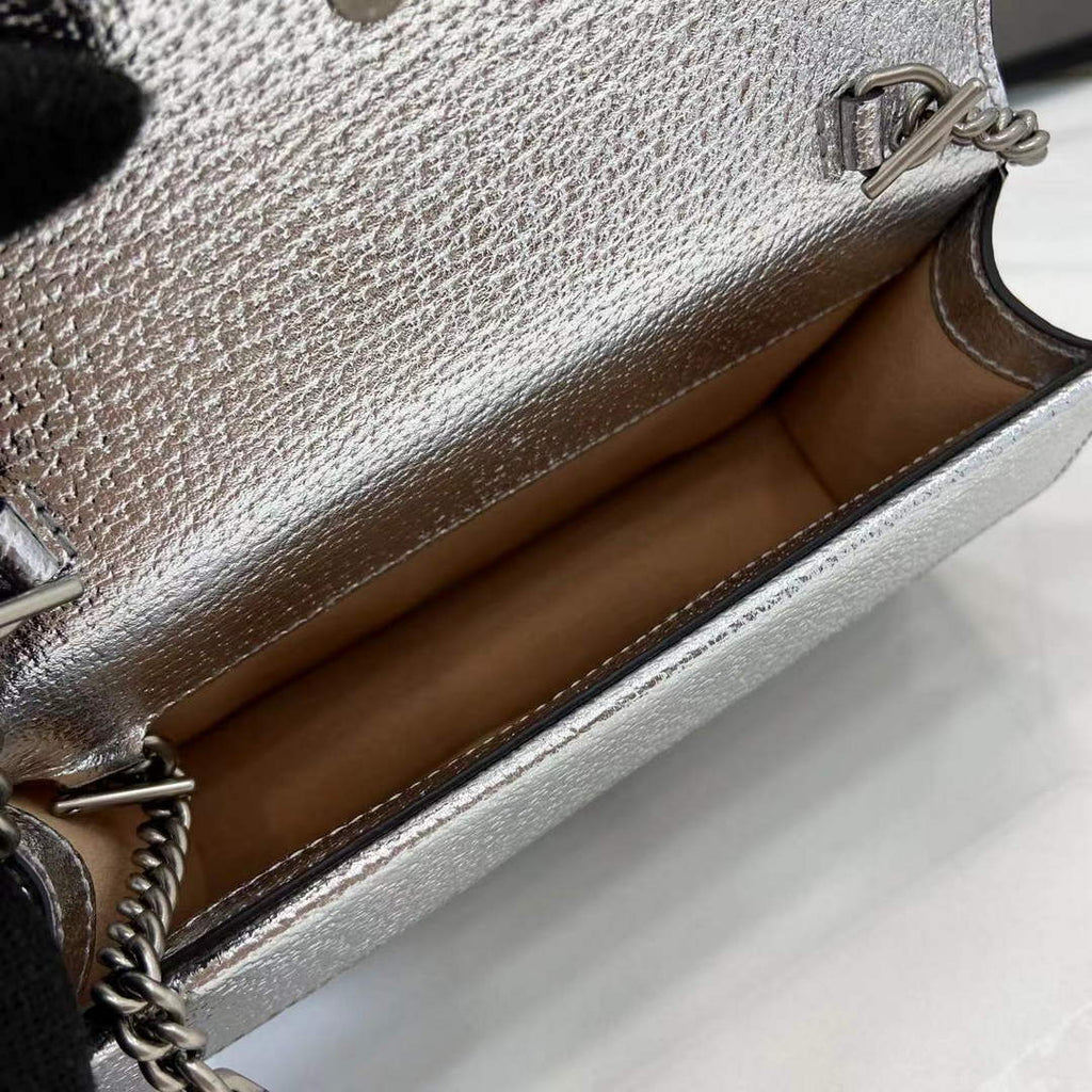 Gucci Dionysus Super Mini Bag 476432 Silver Leather