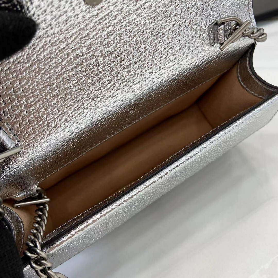 Gucci Dionysus Super Mini Bag 476432 Silver Leather
