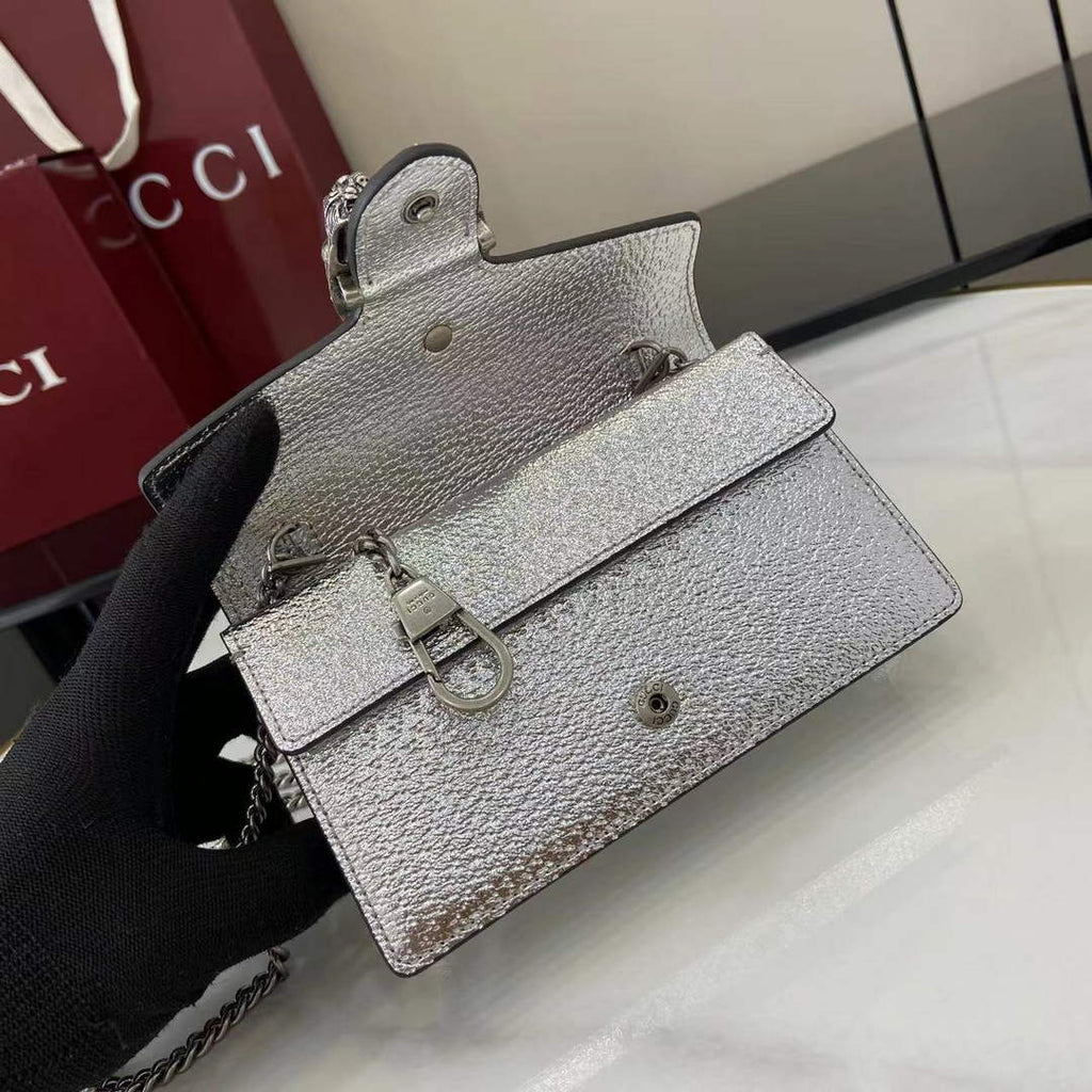 Gucci Dionysus Super Mini Bag 476432 Silver Leather