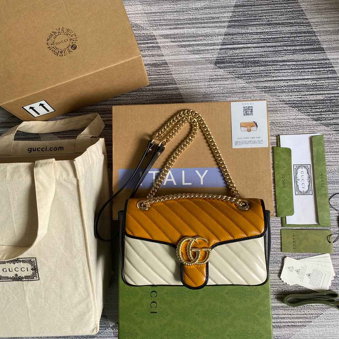 Gucci GG 443497 Marmont small shoulder handbag yellow