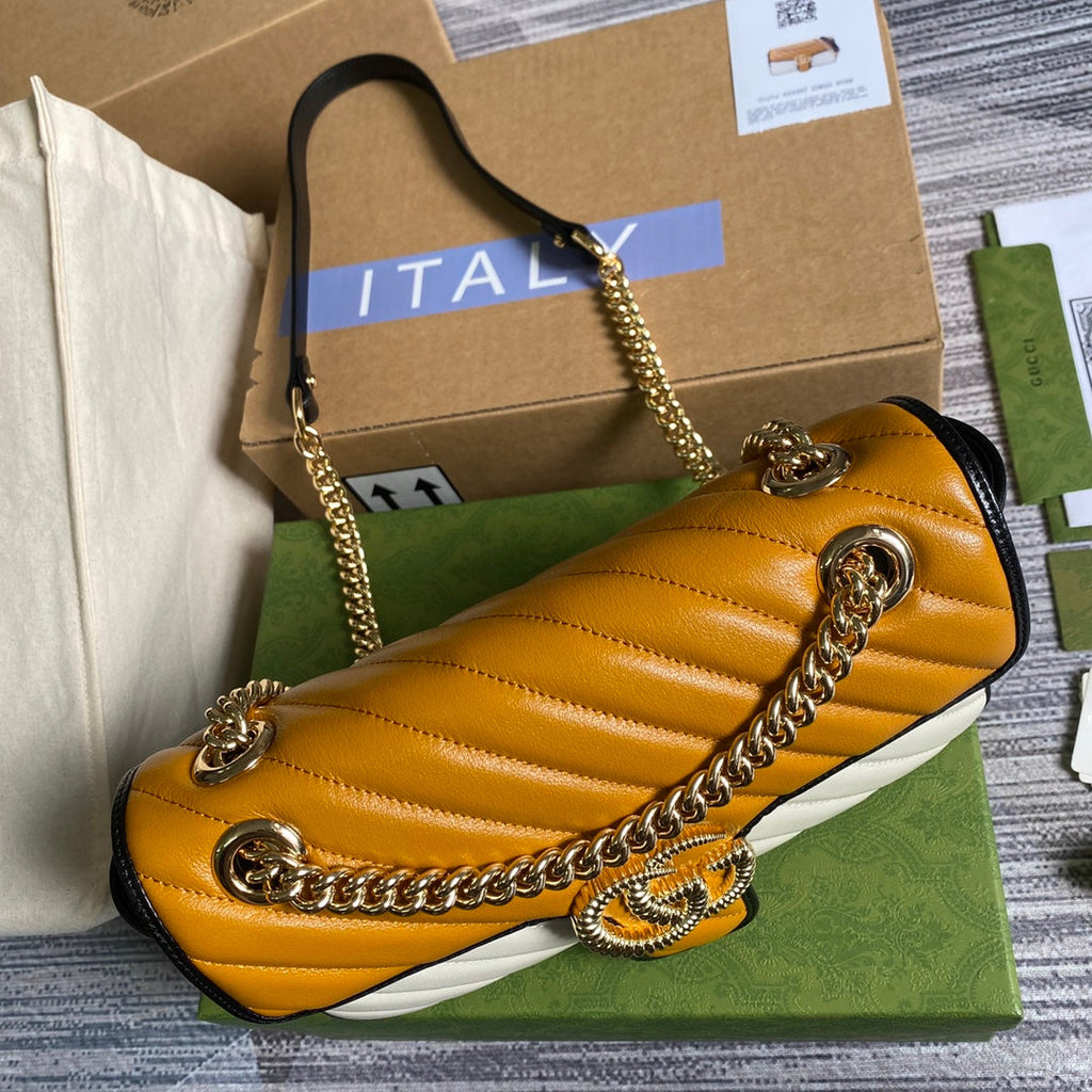 Gucci GG 443497 Marmont small shoulder handbag yellow