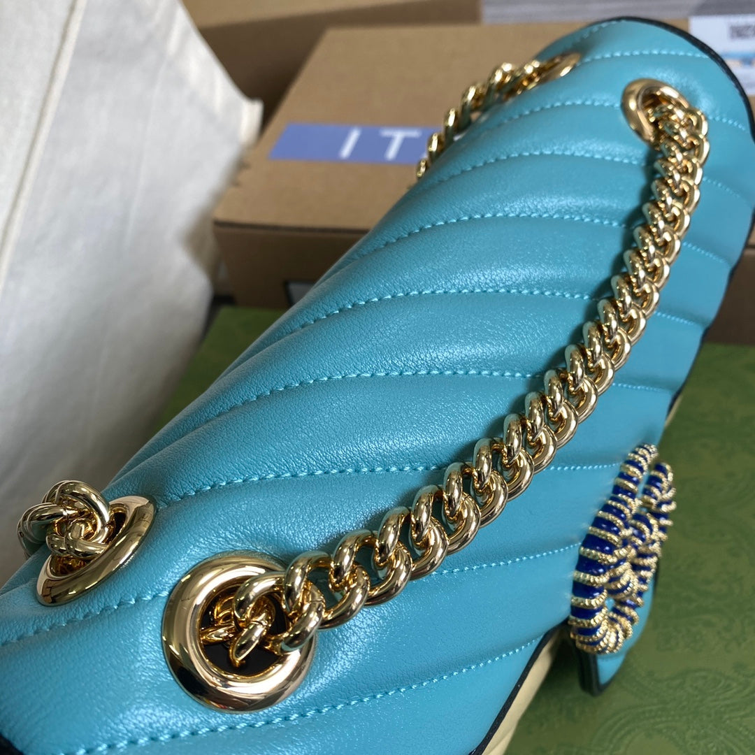Gucci GG 443497 Marmont small shoulder handbag blue