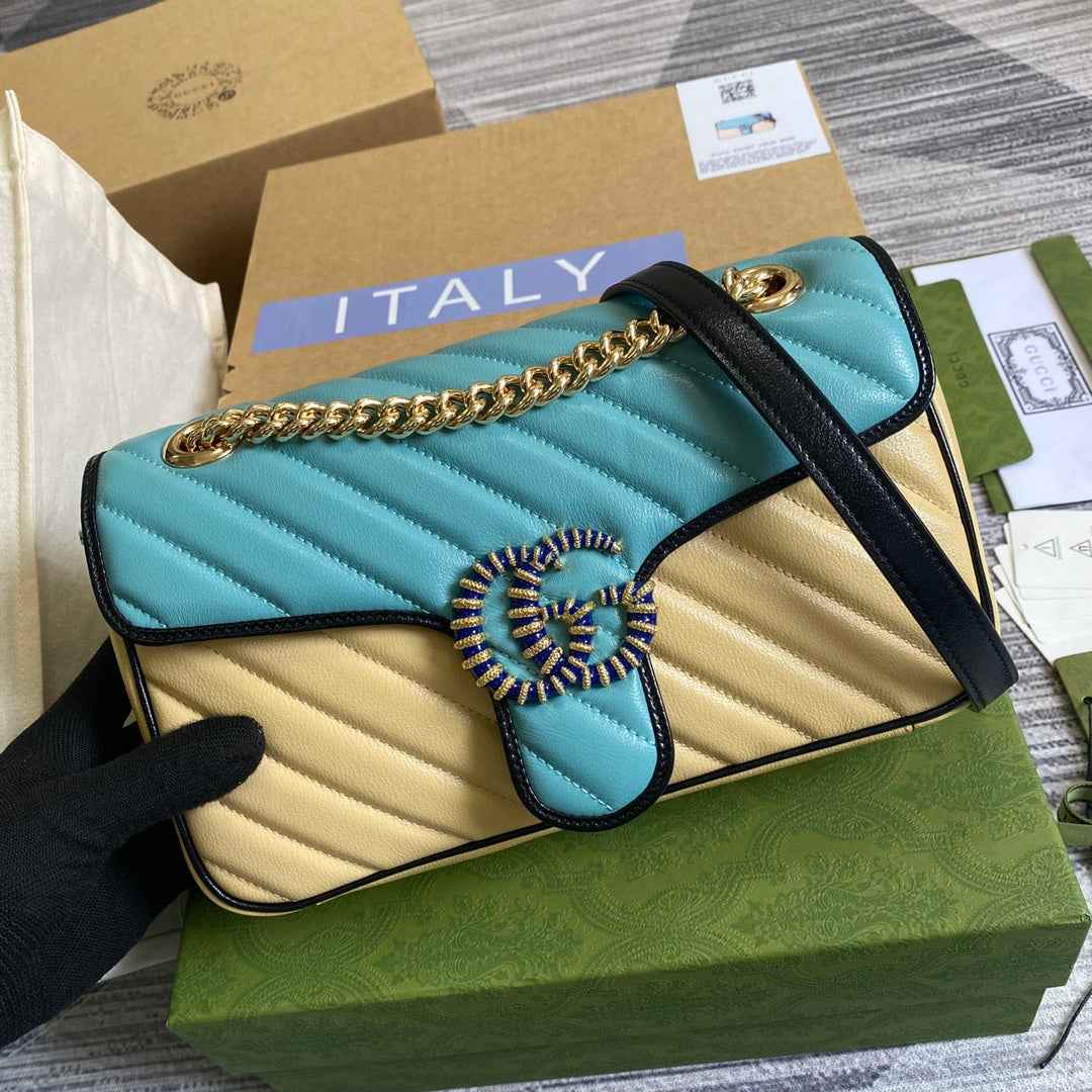 Gucci GG 443497 Marmont small shoulder handbag blue