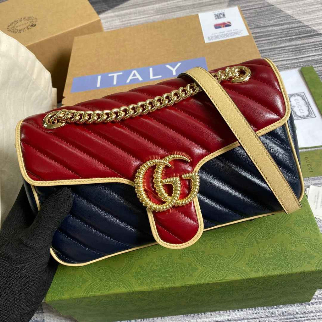 Gucci GG 443497 Marmont small shoulder handbag blue red