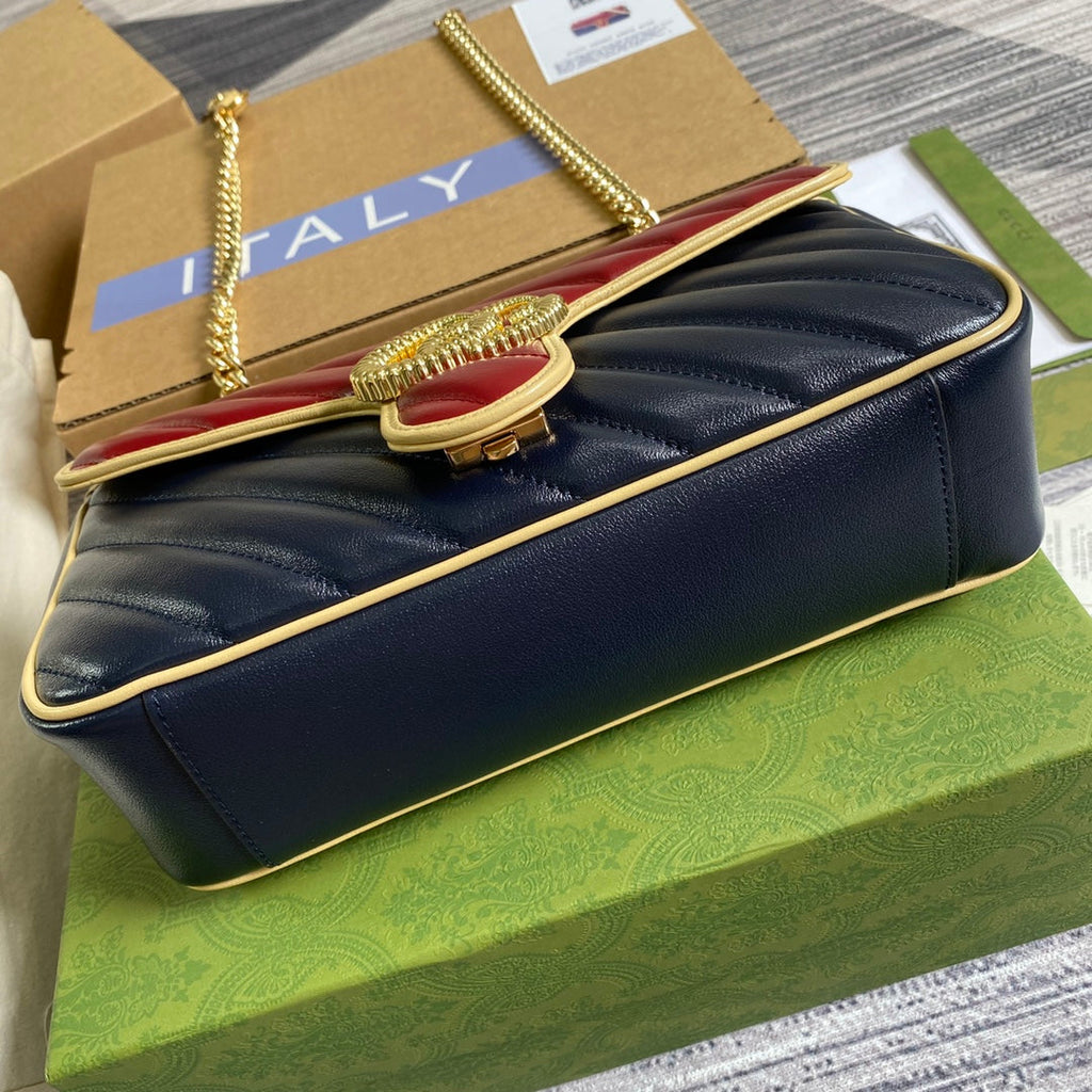 Gucci GG 443497 Marmont small shoulder handbag blue red