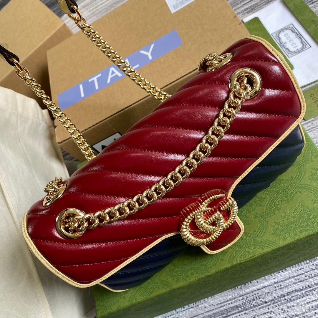 Gucci GG 443497 Marmont small shoulder handbag blue red