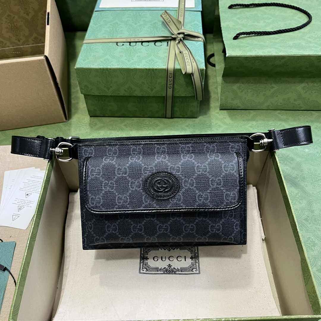 Gucci GG belt bag 746300 with Interlocking G in black Supreme