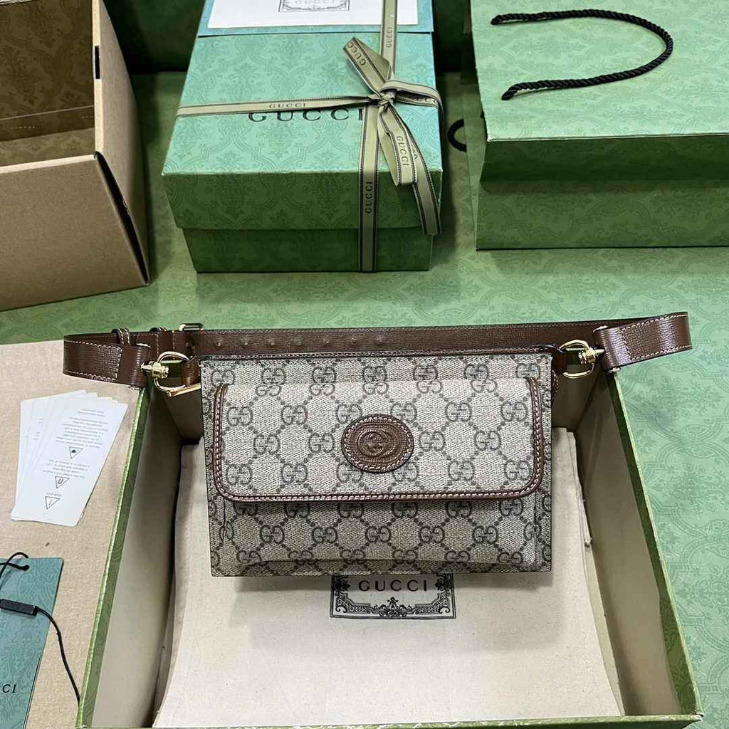 Gucci GG belt bag 746300 with Interlocking G in brown Supreme