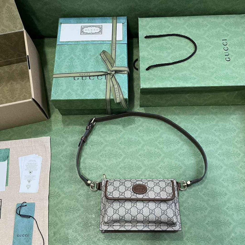Gucci GG belt bag 746300 with Interlocking G in brown Supreme