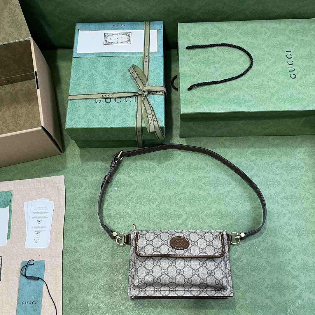 Gucci GG belt bag 746300 with Interlocking G in brown Supreme