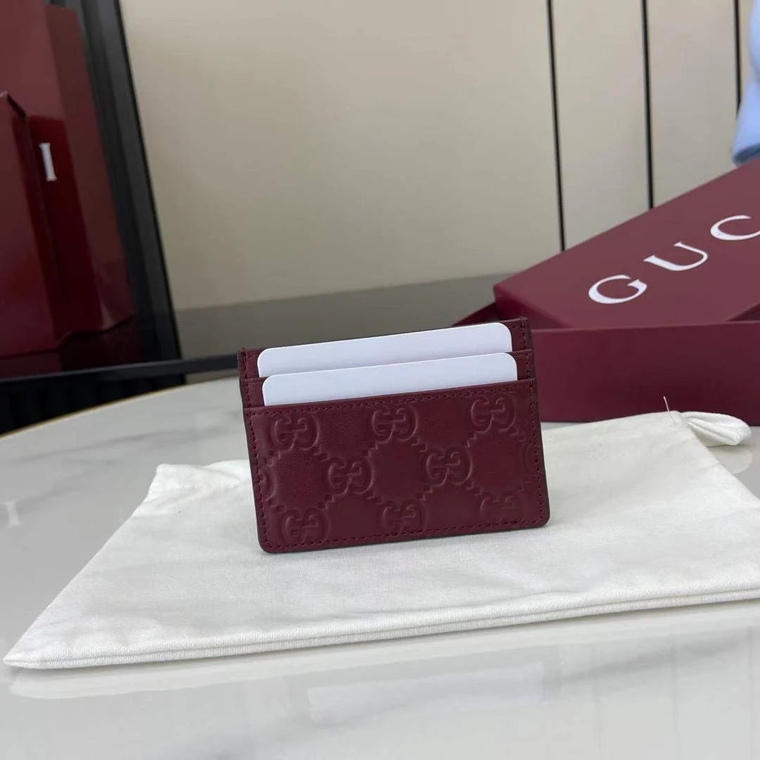 Gucci GG Emblem card case 847204 rosso ancora red gg leather