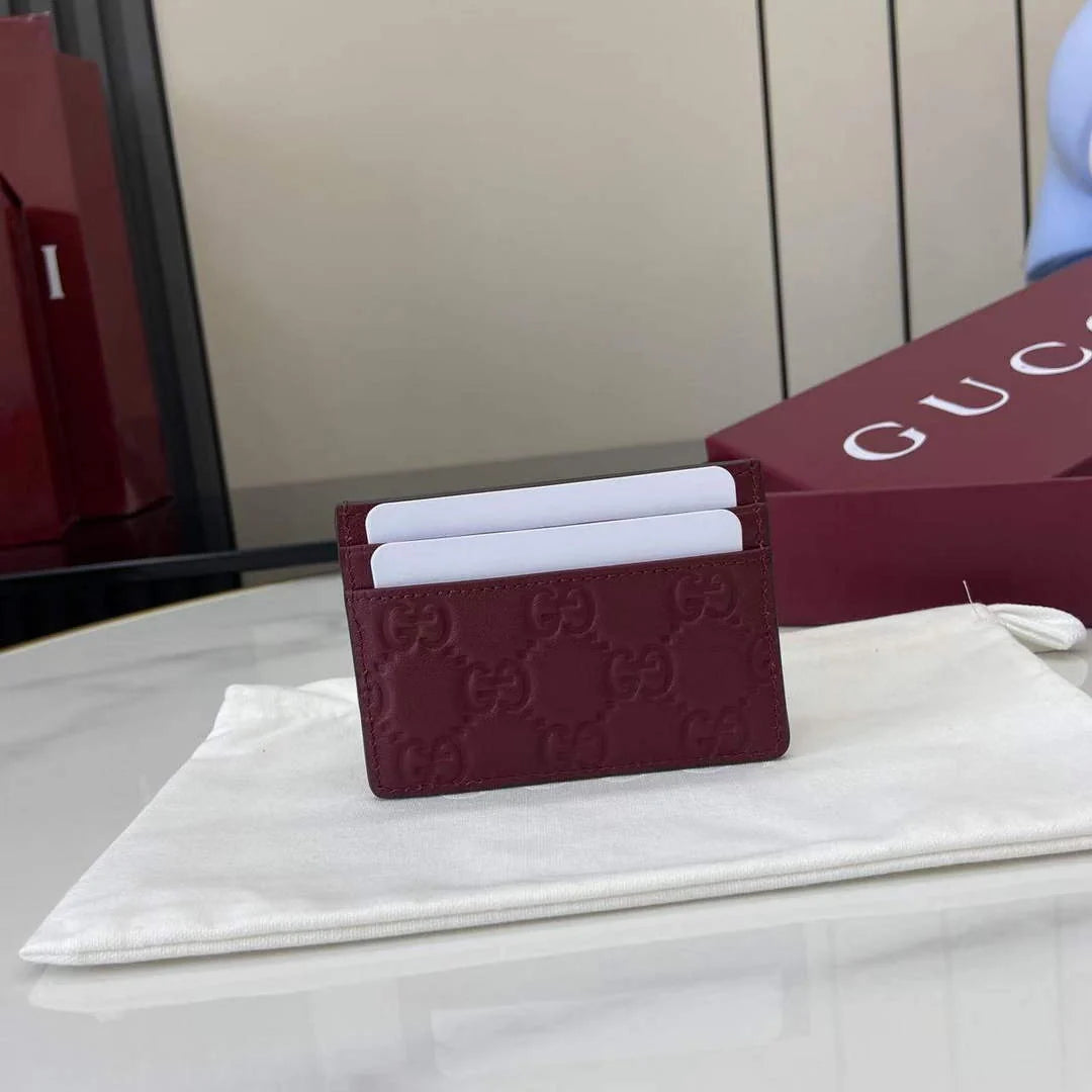Gucci GG Emblem card case 847204 rosso ancora red gg leather