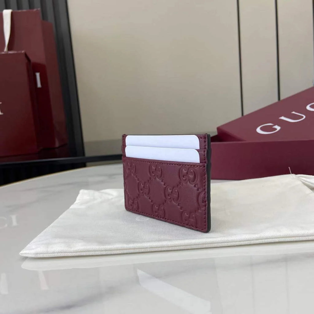 Gucci GG Emblem card case 847204 rosso ancora red gg leather