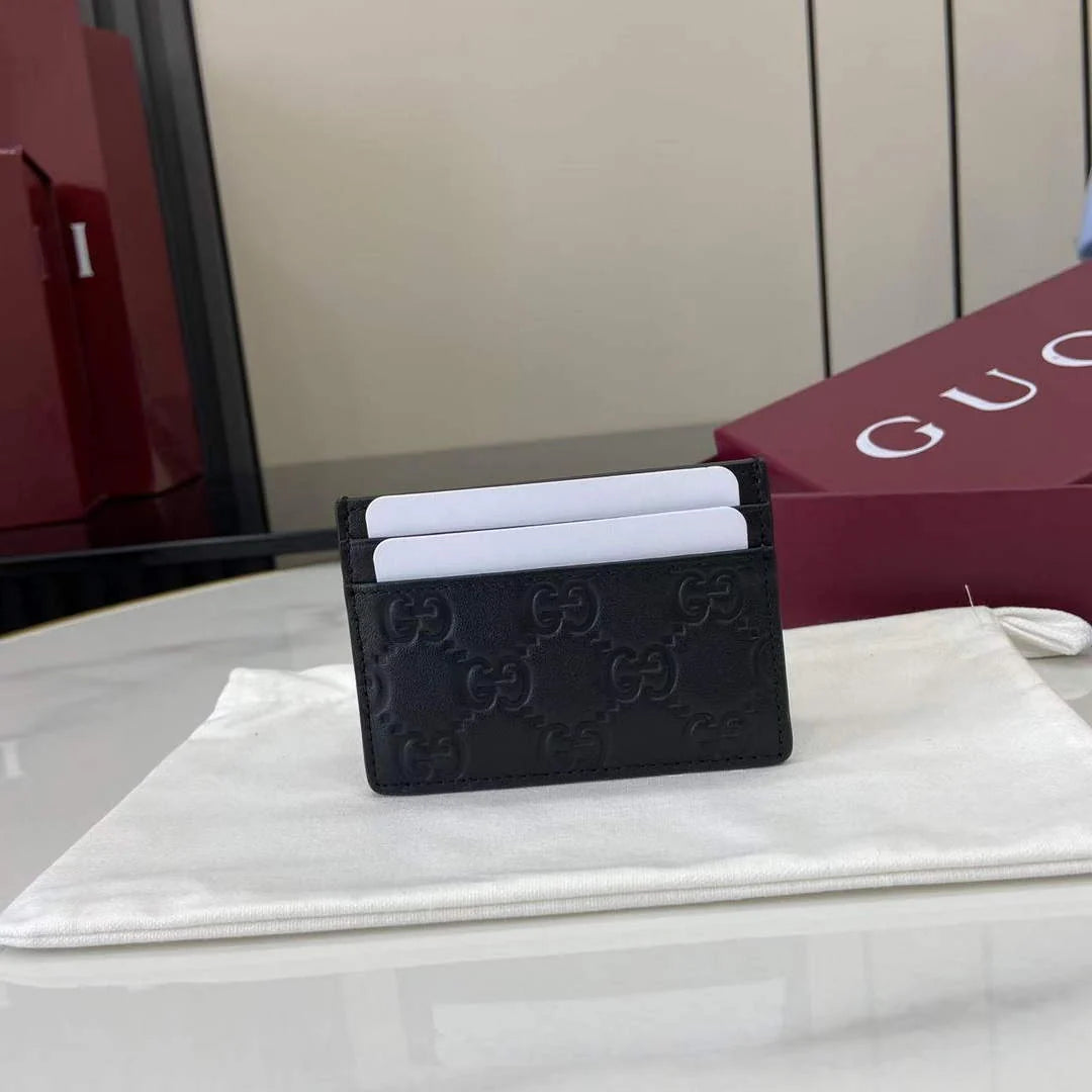 Gucci GG Emblem card case 847204 black gg leather