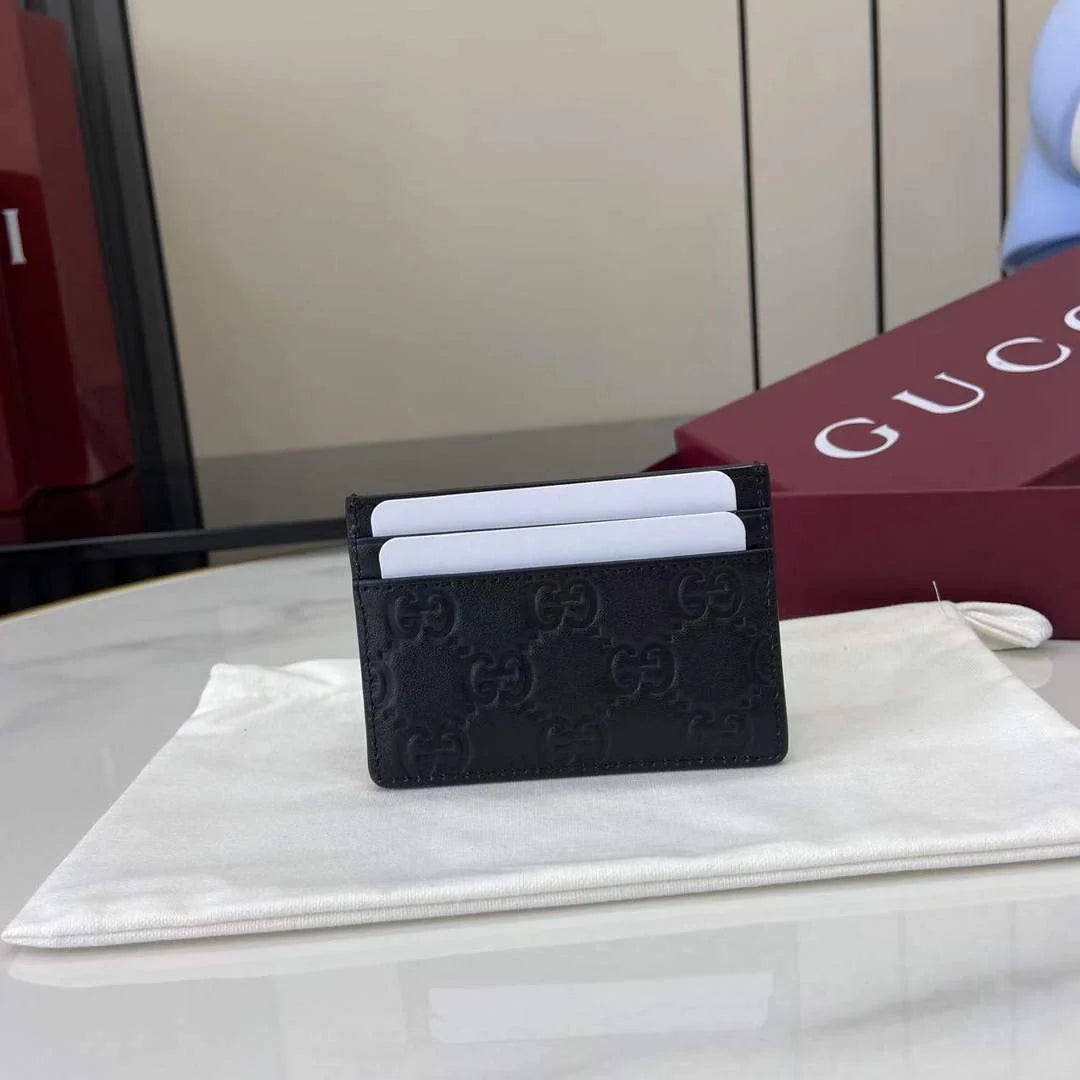 Gucci GG Emblem card case 847204 black gg leather