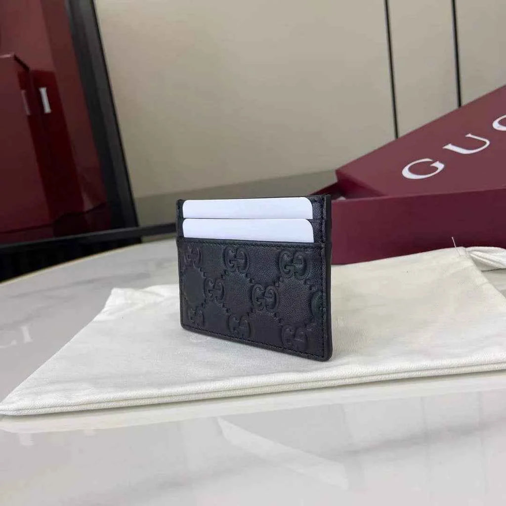 Gucci GG Emblem card case 847204 black gg leather