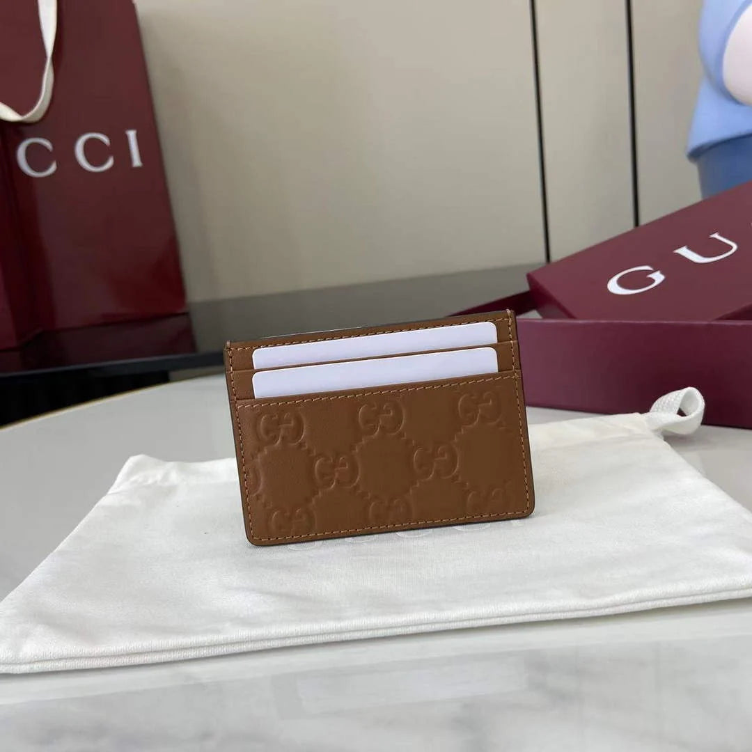 Gucci GG Emblem card case 847204 brown gg leather