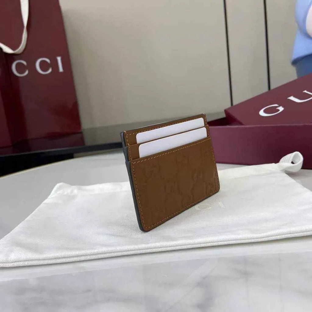 Gucci GG Emblem card case 847204 brown gg leather