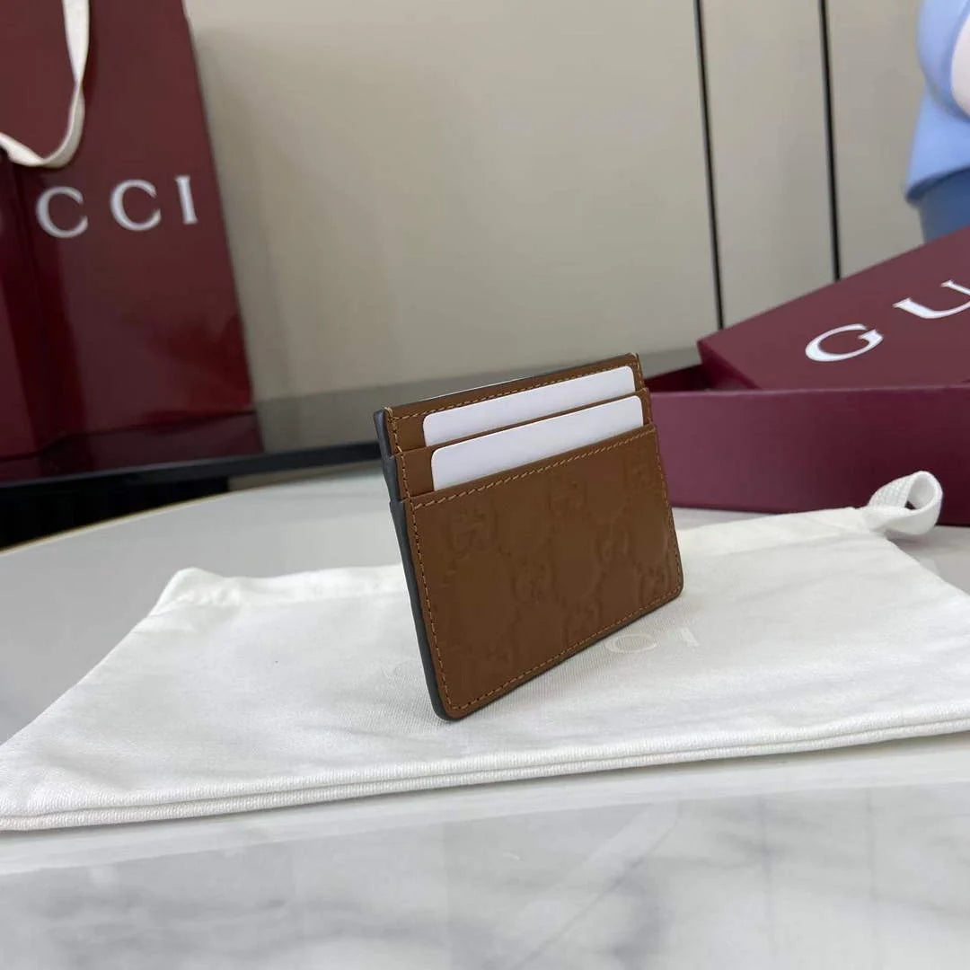 Gucci GG Emblem card case 847204 brown gg leather
