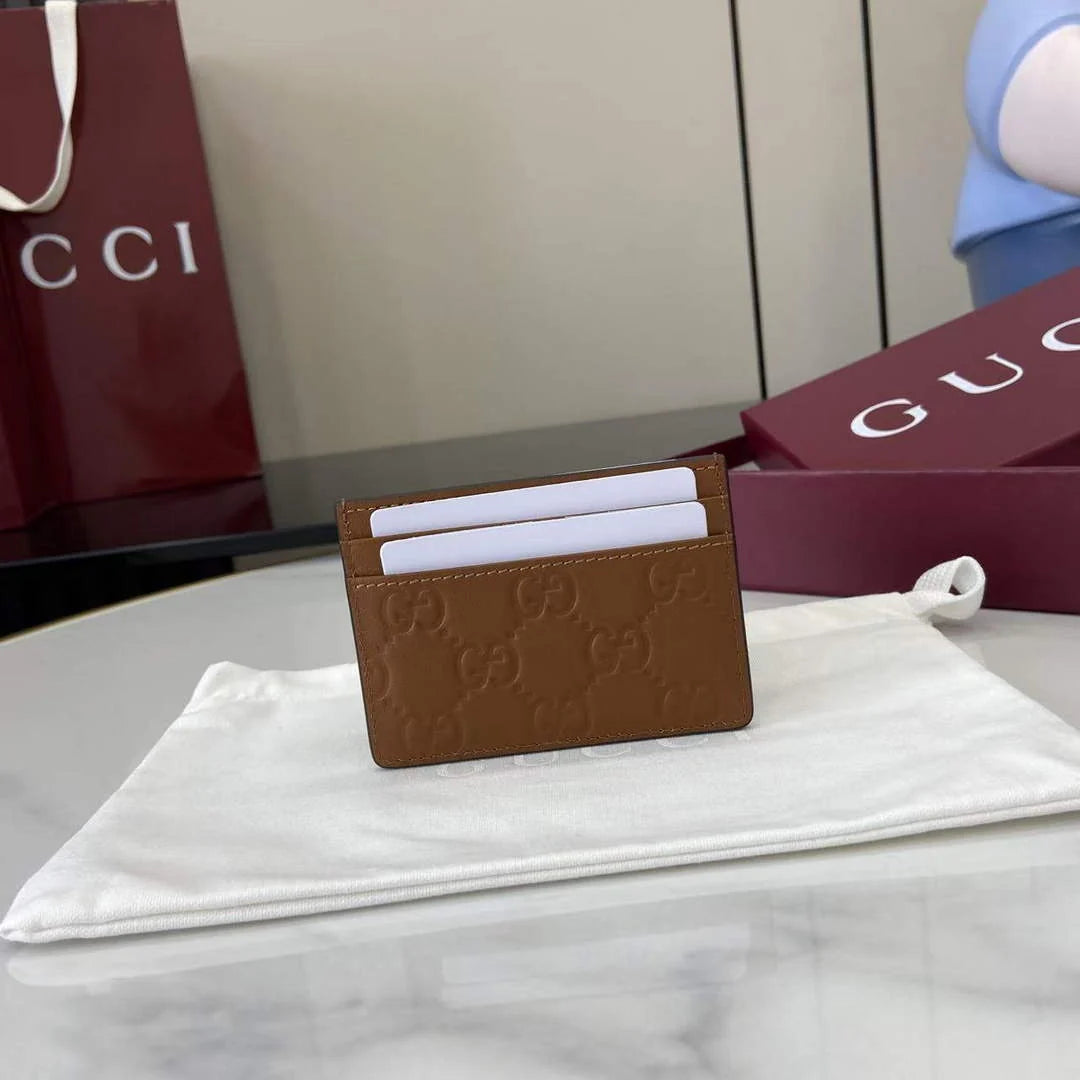 Gucci GG Emblem card case 847204 brown gg leather