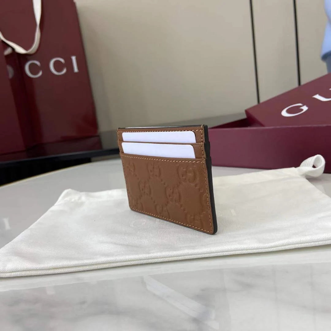 Gucci GG Emblem card case 847204 brown gg leather