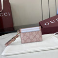 Gucci GG Emblem card case with strap 819121 pink leather