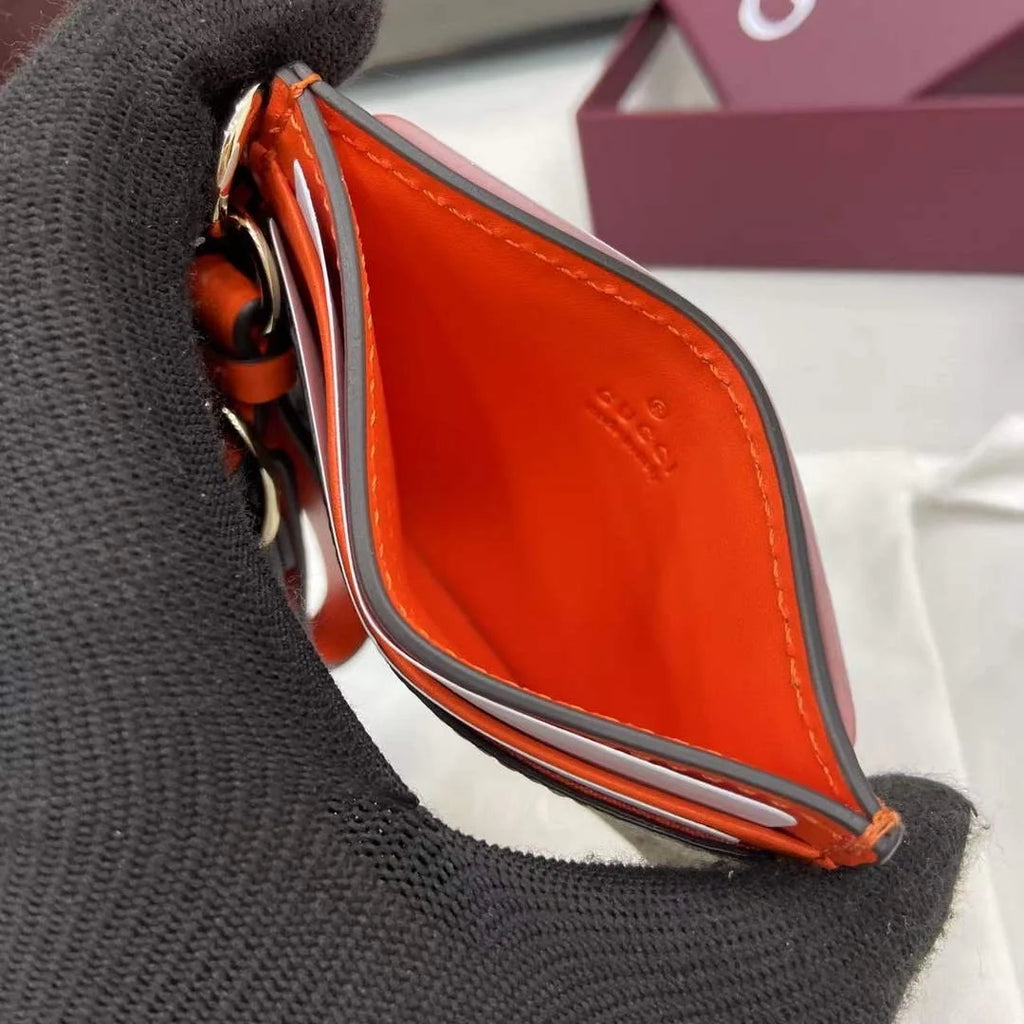 Gucci GG Emblem card case with strap 819121 beige and orange fabric