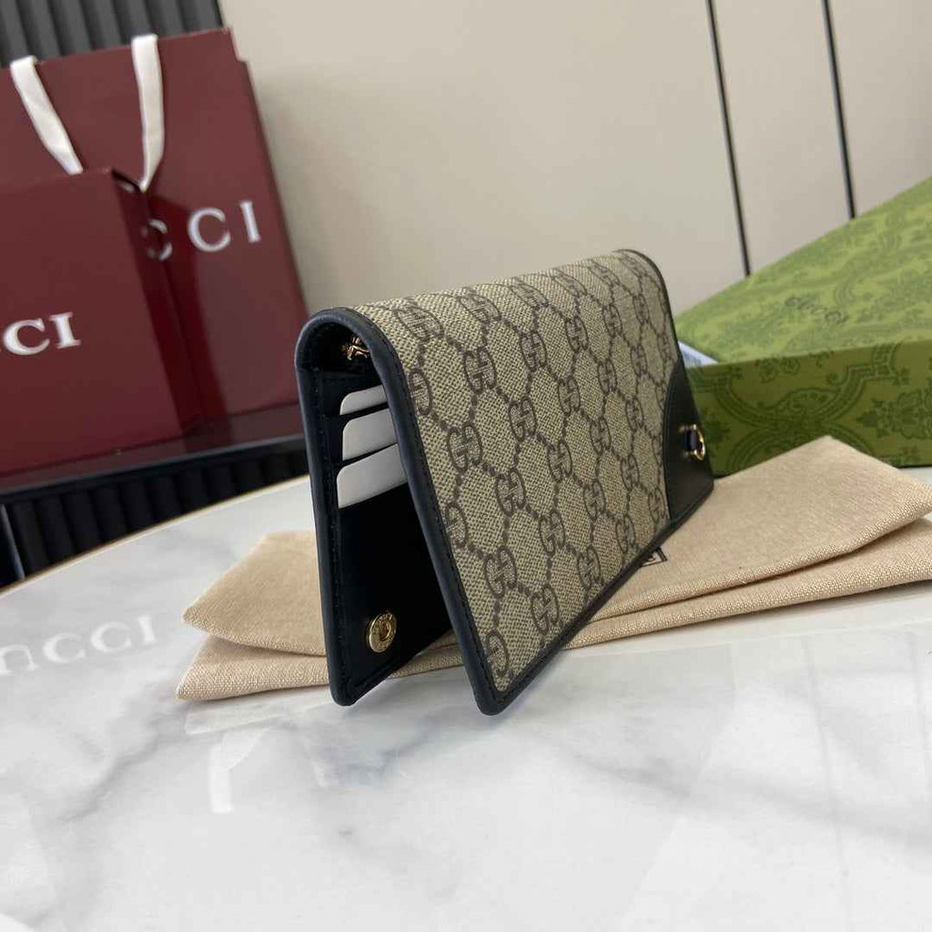 Gucci GG Emblem continental wallet 821802 black leather