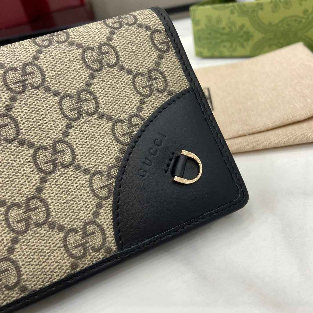 Gucci GG Emblem continental wallet 821802 black leather