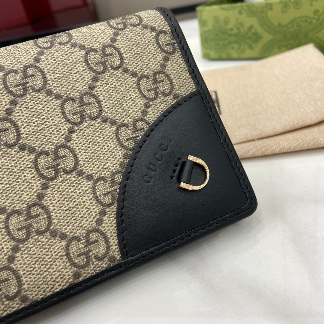 Gucci GG Emblem continental wallet 821802 black leather