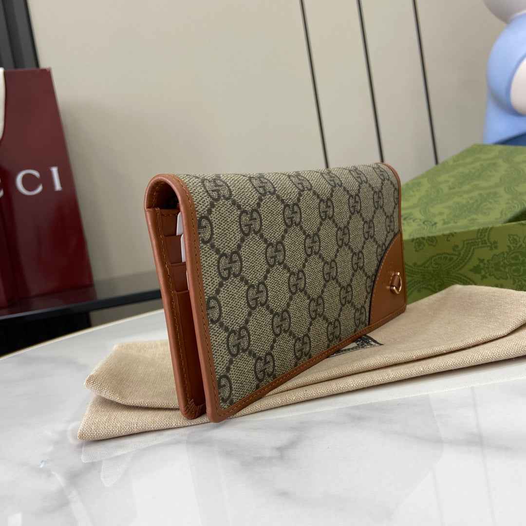 Gucci GG Emblem continental wallet 821802 brown leather